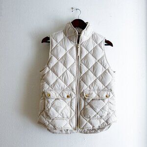 J. CREW Down Quilted Excursion Vest in Bisque/Cream with Gold Tone Hardware SZ S